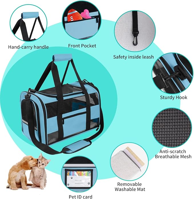 Soft - Sided Pet Carrier for Cats and Small Dogs, Airline - Approved, Foldable - Image 4