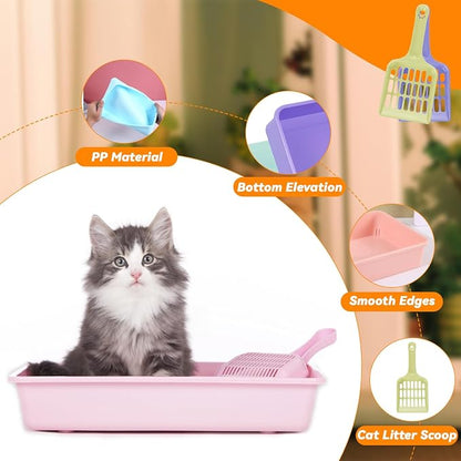6 Set Small Cat Litter Box Kitten Litter Pan 12.3" x 8.5" x 2.7" Rabbit Plastic - Image 4
