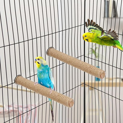 Hypeety Bird Perch Stand Natural Wood Parrot Hemp Rope Perch Birdcage - Image 6