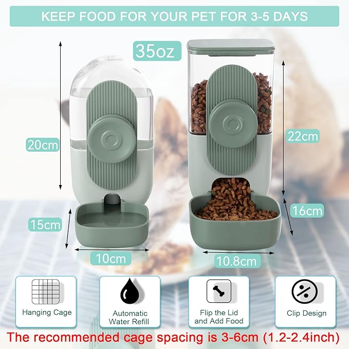 Hanging Automatic Food and Water Dispenser, Gravity Rabbit Feeder Set, Cage Cat - Image 5