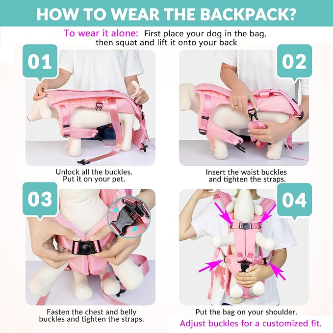 Lukovee Dog Backpack Carrier, Legs Out Easy-fit Dog Front Carrier - Image 4