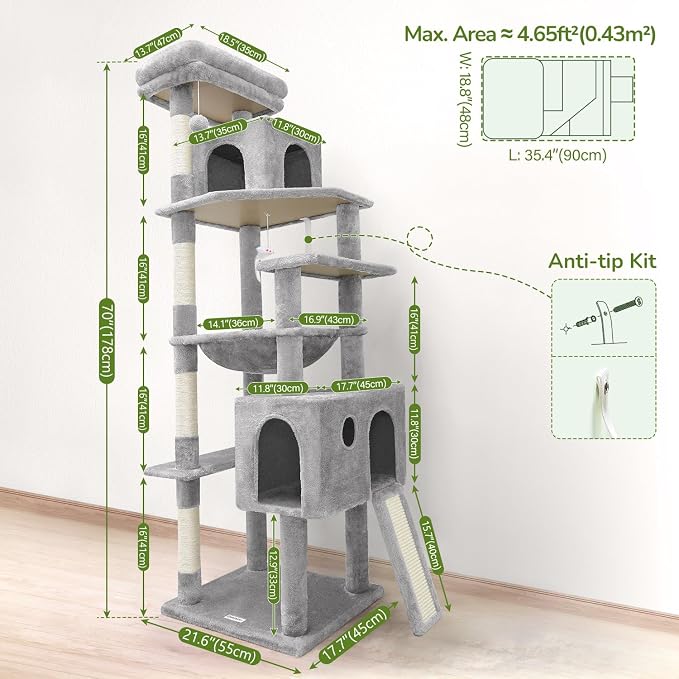 Globlazer Heavy Duty Cat Tree, 70 inch Sturdy Cat Tree - Image 6