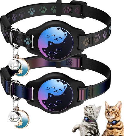 Cat Collar with Airtag Holder, 2 Pack Waterproof Breakaway Kitten Collar by typecase