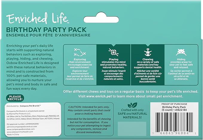 Oxbow Enriched Life Birthday Party Pack, Rabbit & Guinea Pig Toys, Enrichment - Image 3