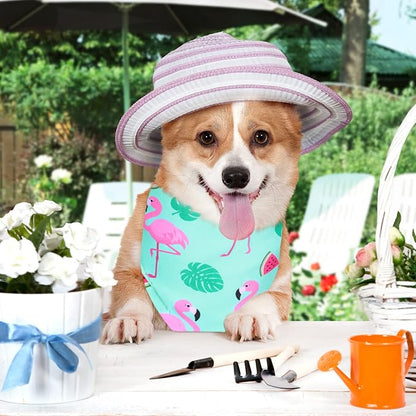 Frienda 20 Pcs Summer Spring Dog Bandanas Hawaiian Style Washable Triangle Pet - Image 3