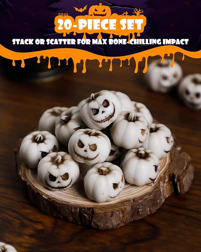 Uniclife 20 Pcs Halloween Mini Pumpkin Decorations, Halloween Fish Tank Decor - Image 3