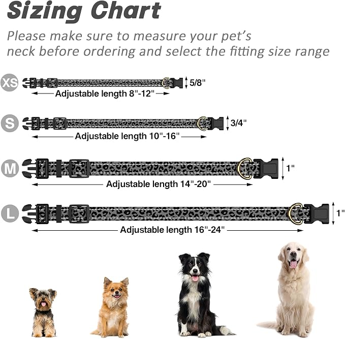 Reflective Dog Collar for Small Dogs Cats, Cute Leopard Style Adjustable - Image 7