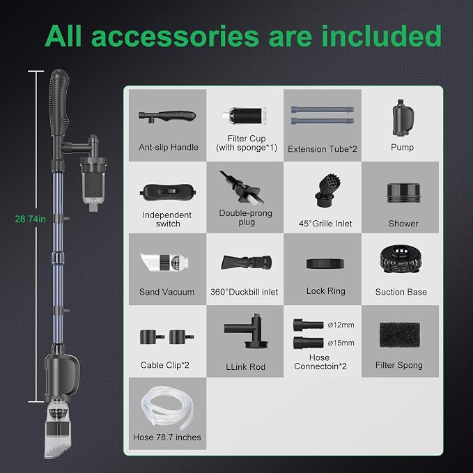 Electric Aquarium Vacuum Gravel Cleaner, 36W Electric Fish Tank Cleaning Tools - Image 6