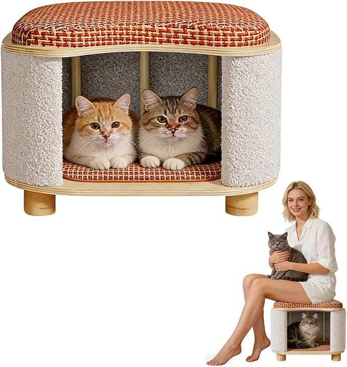 Cat Bed for Indoor Cats – Wooden Cat House by Unknown