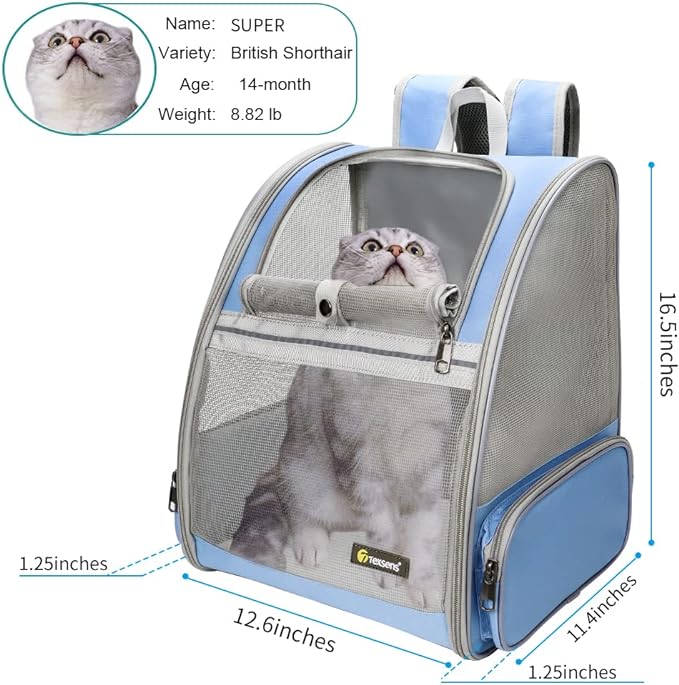Texsens Pet Backpack Carrier for Small Cats Dogs | Ventilated Design, Safety - Image 2