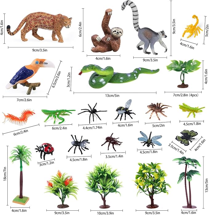 26Pcs Rainforest Animal Figures, Realistic Jungle Animals Toys - Image 2
