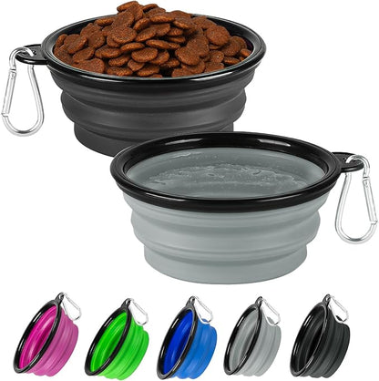 Dog Bowl Collapsible, 2 Pack Portable Foldable Travel Water Bowl Food Dishes by HOSCAPE