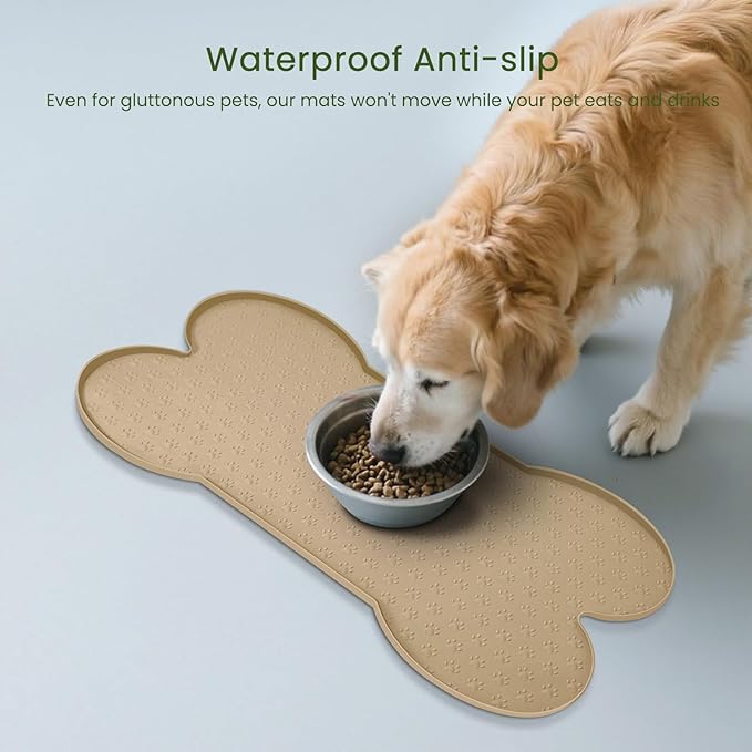 Dog Food Mat Anti-Slip Silicone Dog Bowl Mat Thicker Pet Placemat Waterproof - Image 3