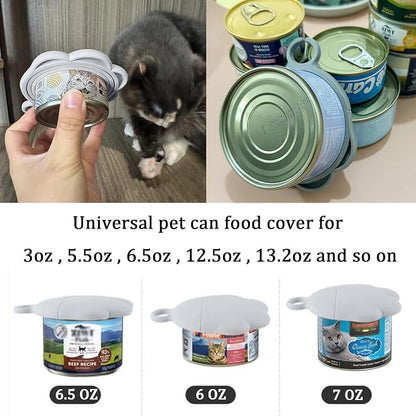 3 Pcs Cat Food Can Covers & One Can Opener | Cute Paw Shape Lids and Opener - Image 3