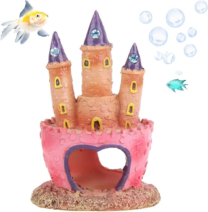 Fish Tank Decorations Pink Castle Aquarium Decorations Resin Fish Cave Hideouts by HoneTeek