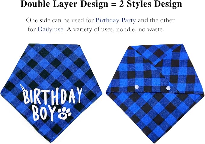 Birthday Plaid Dog Bandana - Image 3