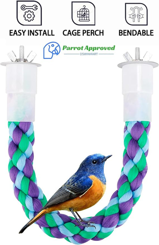 2Pcs 11.8’’Bird Rope Perches, Bendable Climbing Standing Chew Cage Toys - Image 2