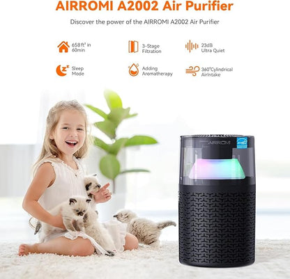 AIRROMI Pet Air Purifier for Home & Bedroom, HEPA Activated Carbon Filter - Image 2