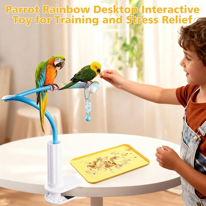 Bird Perch Stand, Bendable Desktop Parrot Training Stand - Image 5