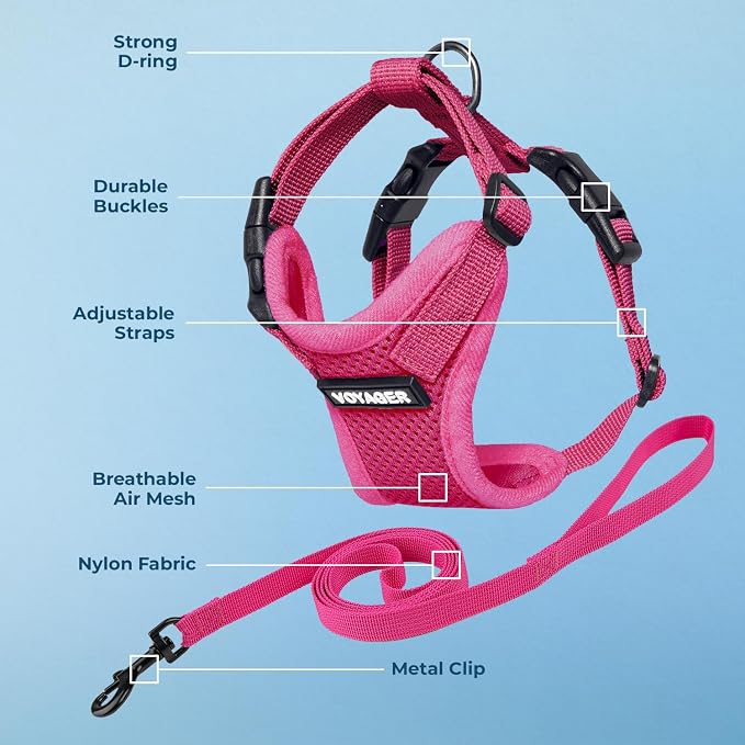 Voyager Escape-Proof Step-in Lock Cat Harness & 5ft Neoprene-Handle Leash Set - Image 3