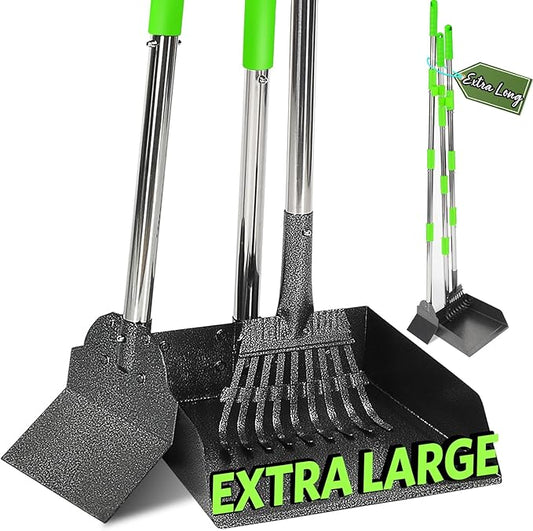 T2Y 48.8" Extra Long Handle Dog Pooper Scooper 3-Piece Set, Heavy Duty Metal by T2Y