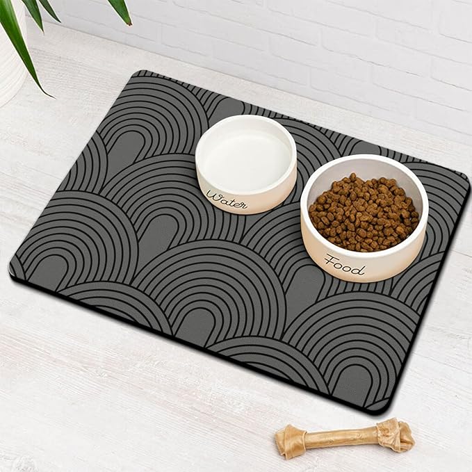Dog Food Mats for Floors Absorbent, Pet Cat Food Mat by Ayiashiab
