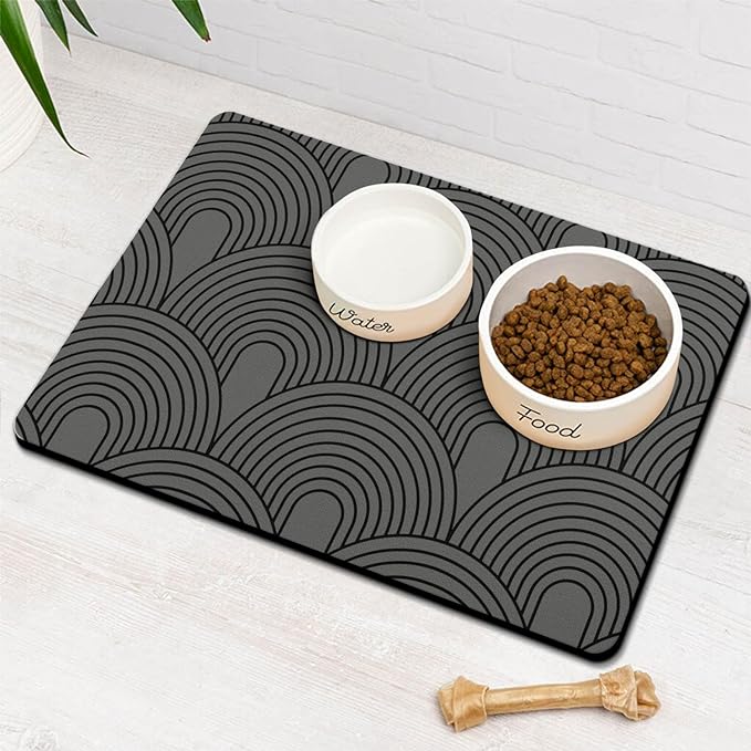 Dog Food Mats for Floors Absorbent, Pet Cat Food Mat by Ayiashiab