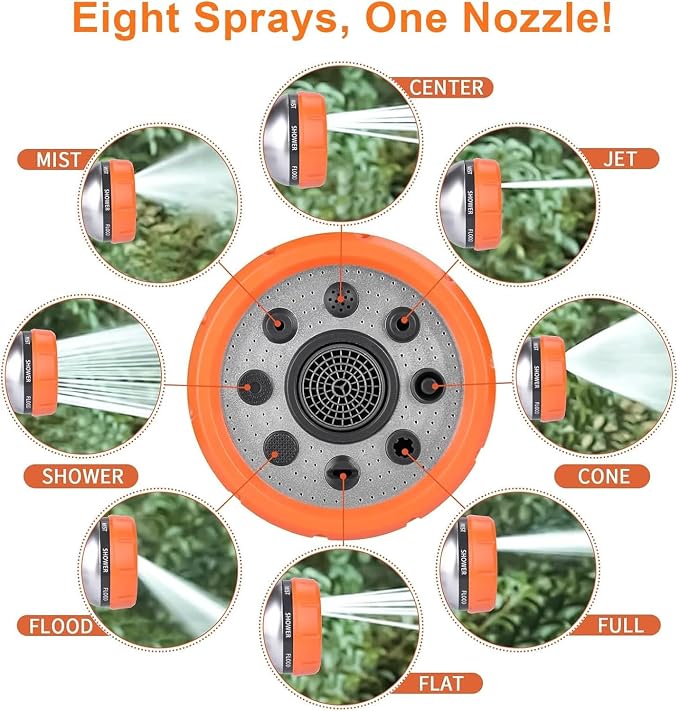 Dog Wash Hose, 8 Way Spray Pattern Garden Hose Nozzle - Image 4