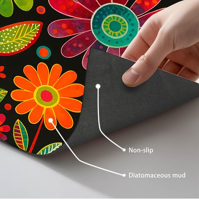 Vibrant Flower Pattern Pet Food Mat Spill-Proof Cat Feeding Mats Non-Slip Mat - Image 5
