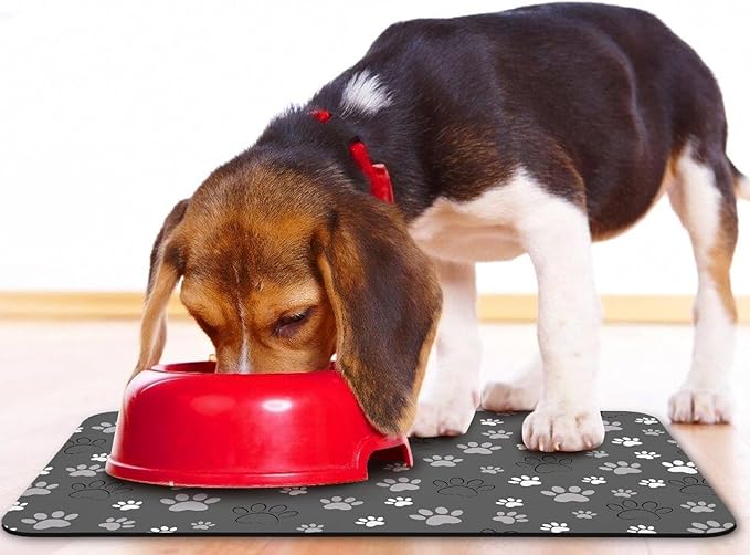 Dog Food Mat, Absorbent Water Bowl Mats Cat Pet Feeding Placemats Dark Gray 16 - Image 6