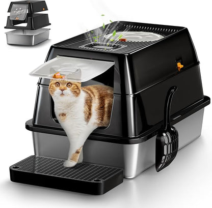 XL Stainless Steel Cat Litter Box by Eosarcu