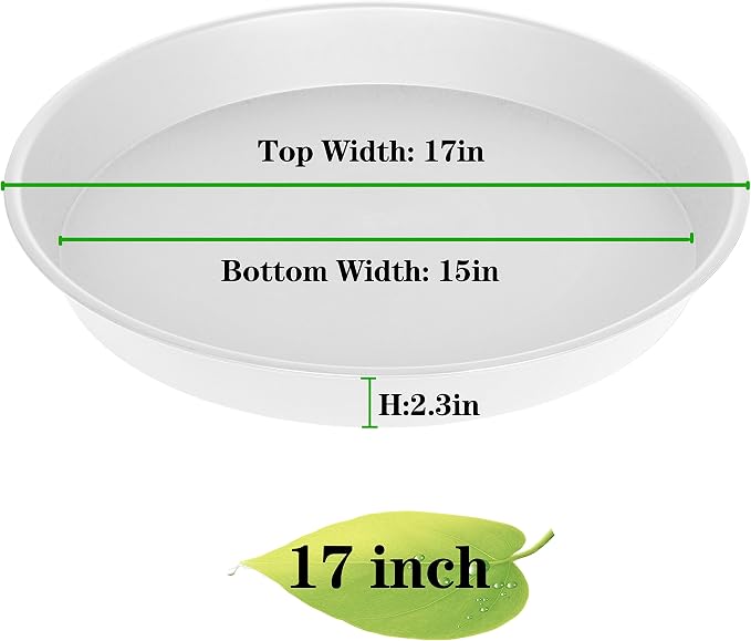 2 Pack of 17 inch Plant Saucer, 2.3" Depth Tray, Large Deep Garden Plastic - Image 2