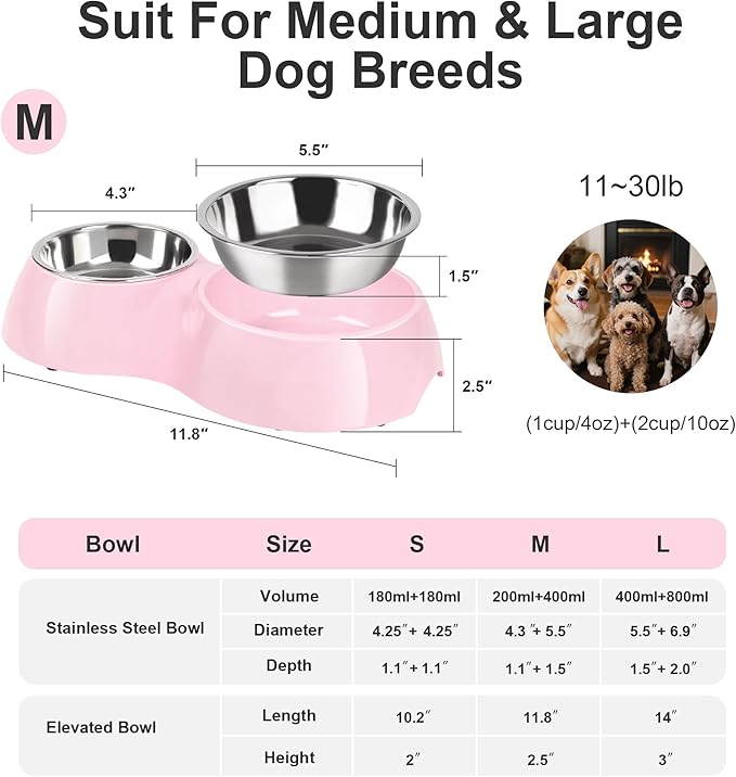 Double Dog Bowls Set – Non-Slip Pet Food & Water Dishes - Image 2