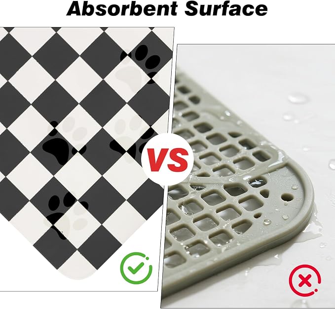 Checkered Dog Food Mat, Absorbent Leak-Proof Pet Feeding Mat, Quick Dry Cat - Image 9
