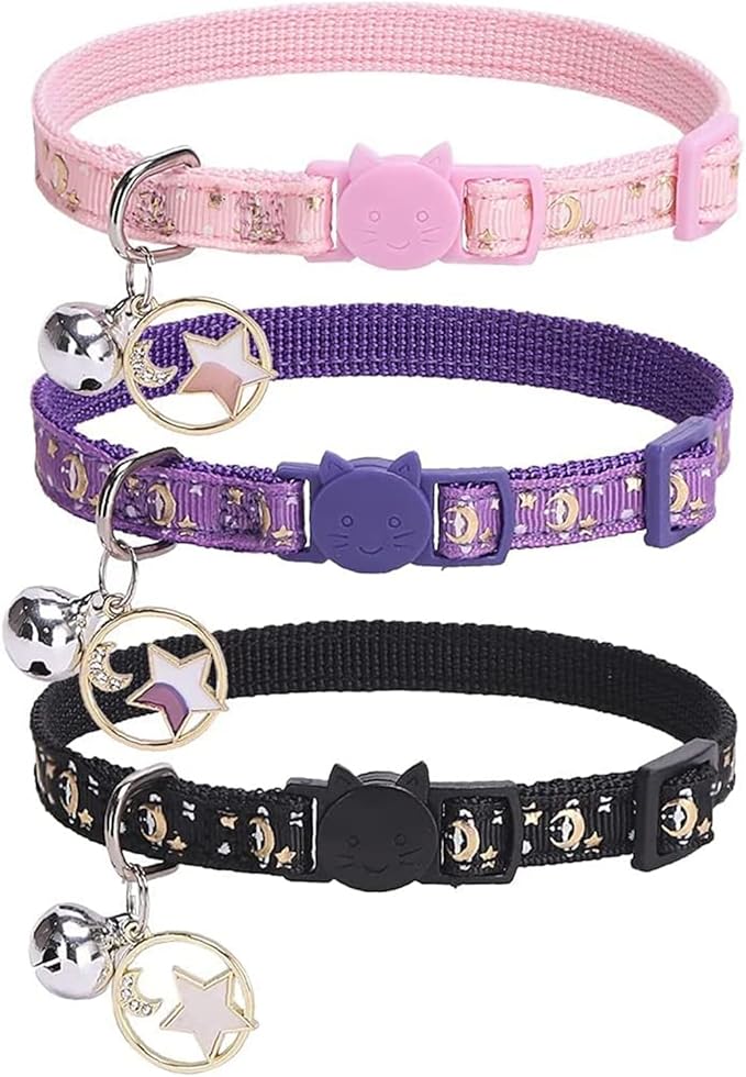 PUPTECK 3 Pack Cat Collar with Bells Breakaway by PUPTECK