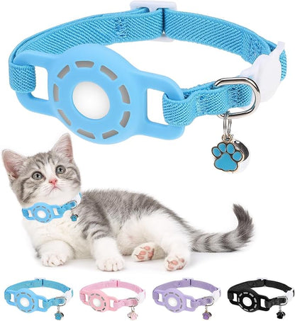 Airtag Cat Collar Breakaway, Stretchy Cat Tracker Collar by DILLYBUD