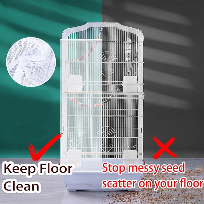 Birdcages Mesh Net Skirt Cover Reusable Stretchy Bird Cage Seed Catcher - Image 3