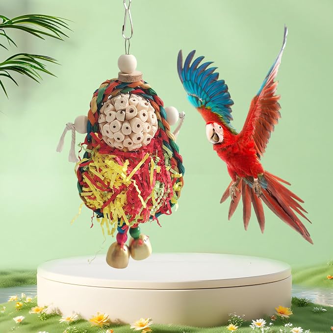 Bird Hoop Swing and Parakeet Toys, Natural Sola Balls and Shredding Hanging Toy - Image 4