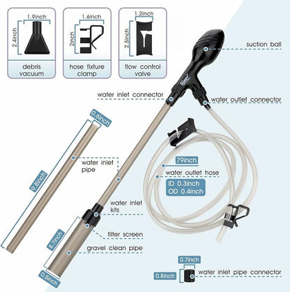 hygger Small Gravel Vacuum for Aquarium, Manual 80GPH Aquarium Gravel Cleaner - Image 6