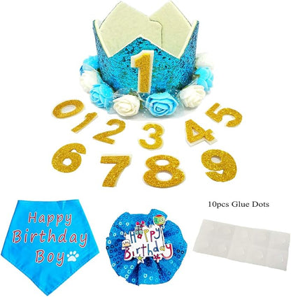 PET SHOW Blue Crown Dog Birthday Party Hat by PETSHOW