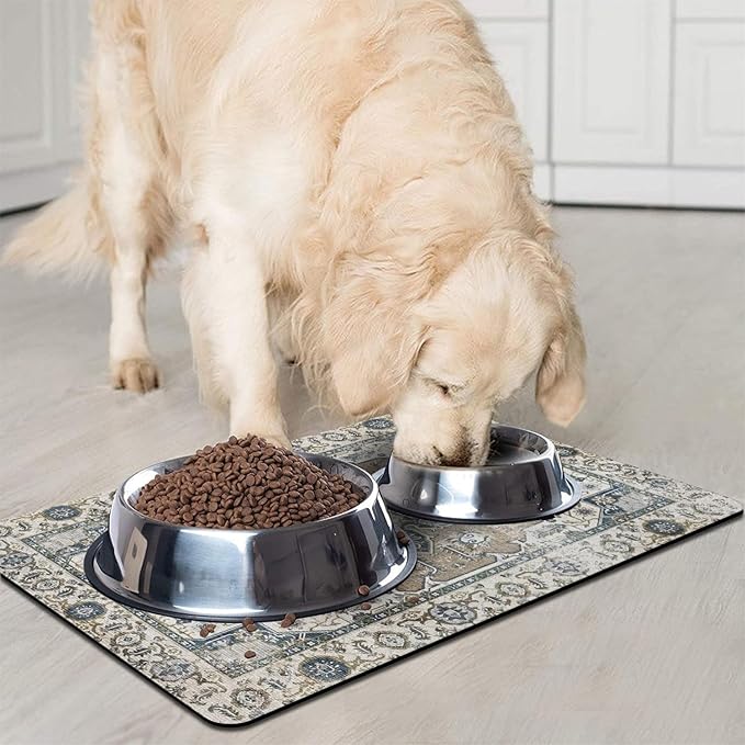 2 Pack Dog Food Mats for Floors, Absorbent and Quick-Drying Pet Cat Food Mat - Image 2