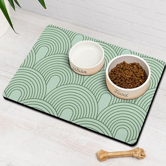 Dog Food Mats for Floors Absorbent, Pet Cat Food Mat by Ayiashiab