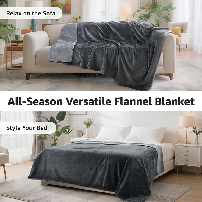 LOOBANI Waterproof Blanket for Bed: Reversible Soft Flannel Twin Bed Blanket - Image 8