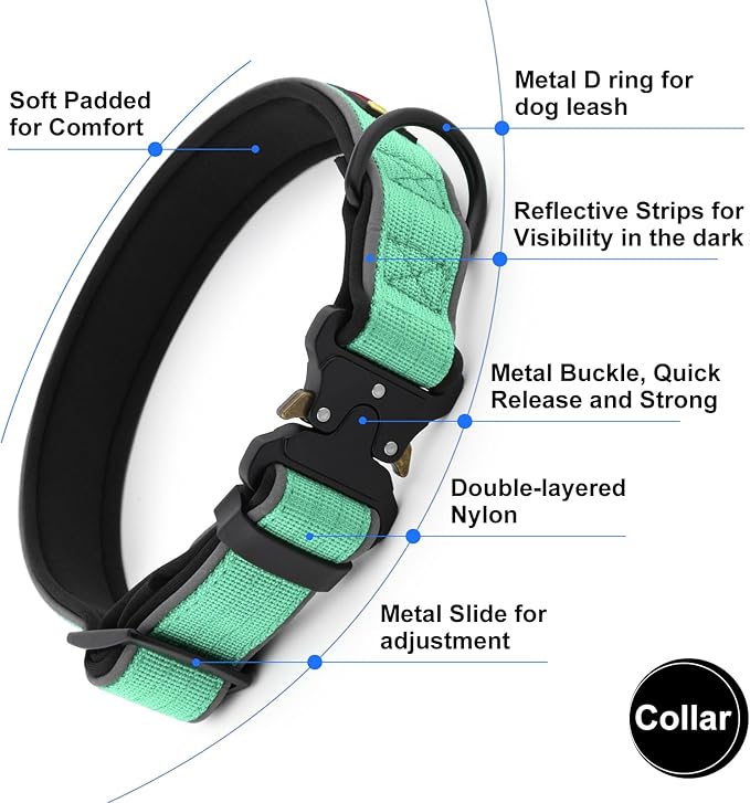 Plutus Pet Tactical Dog Collar, Reflective, Adjustable Heavy Duty Dog Collar - Image 3