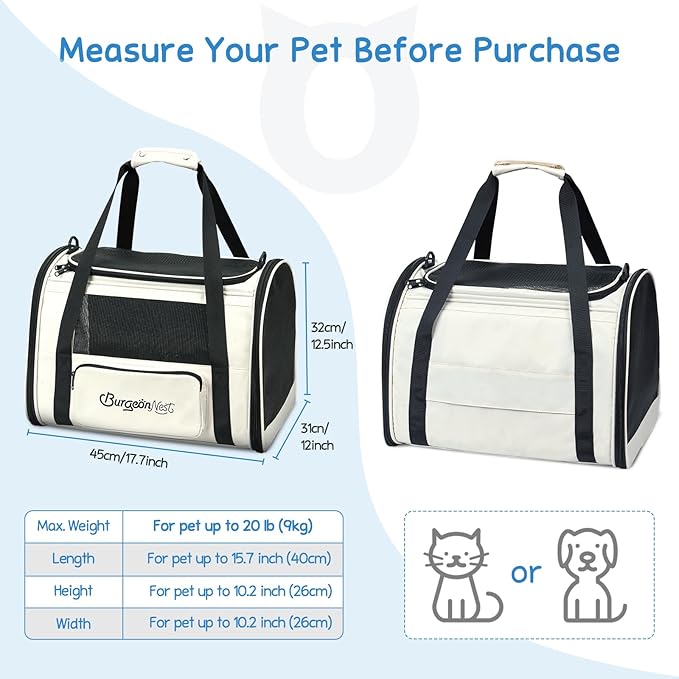 BurgeonNest Cat Carrier for Large Cats 20 lbs, Medium Pet Under 25 lbs - Image 2