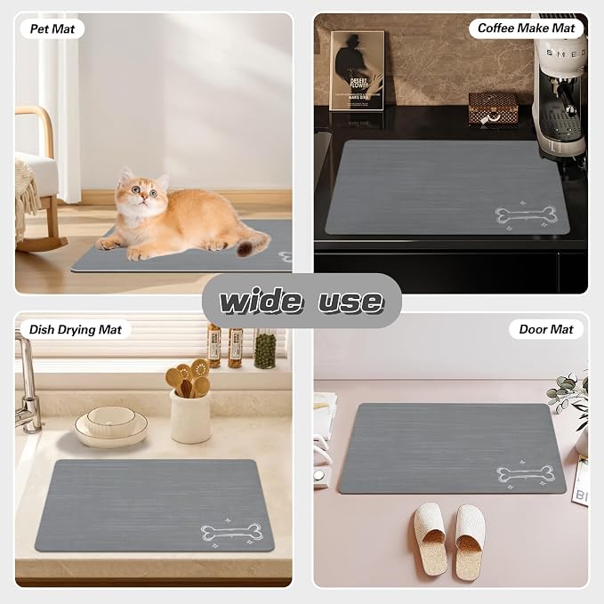 Le courant Dog Cat Feeding Mat, Water Absorbent, Non Slip Placemat - Image 4