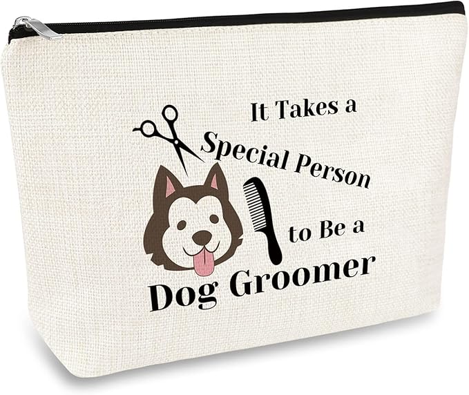Dog Groomer Gift Makeup Bag Pet Grooming Gifts Cosmetic Bag Dogs Hairdresser by Mikela