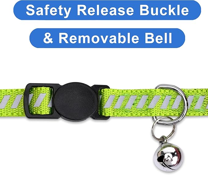 Pawtitas Personalized Green Reflective Cat Collar – Adjustable Custom Collar - Image 5