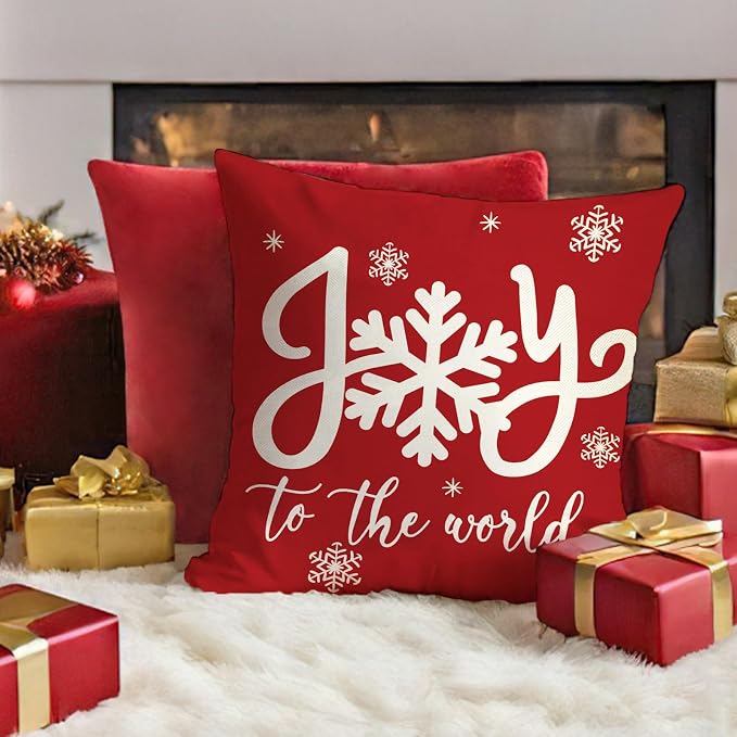 Fahrendom Merry Christmas Decorative Throw Pillow Covers 18 x 18 Set of 4 - Image 5