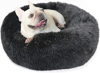 Calming Donut Dogs Beds for Small Dogs Washable, 23inch Plush Round Pet Bed for by nononfish